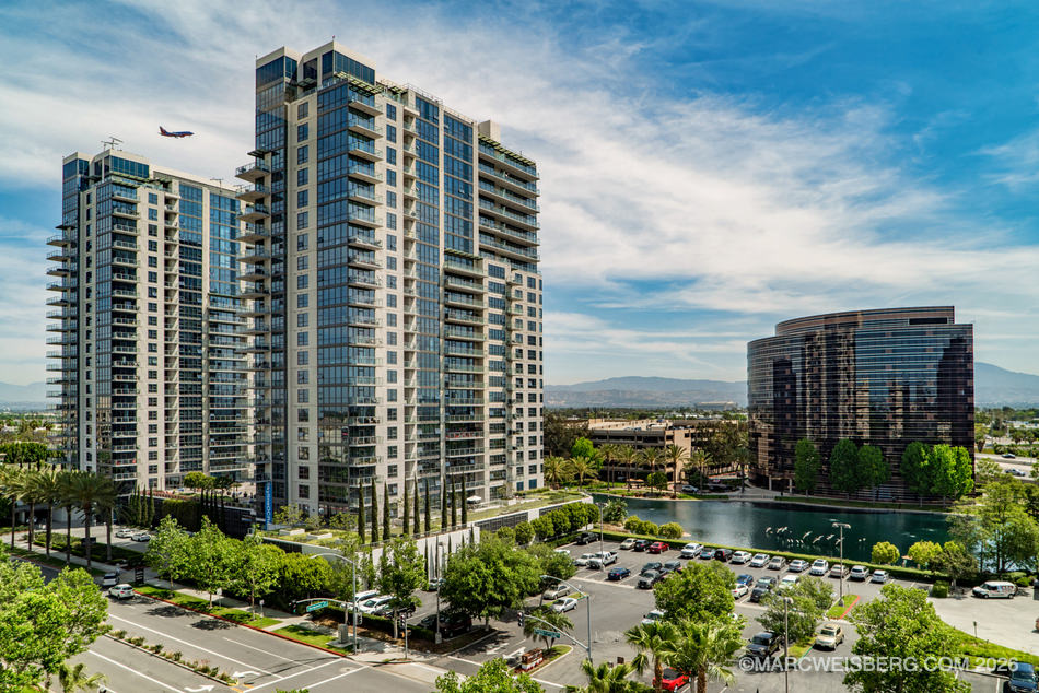 Furnished model apartment interior in a multifamily condominium community in Irvine