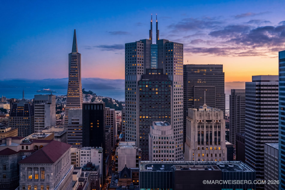 San Francisco skyline at twilight